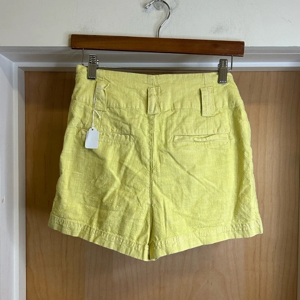 Free People Everywhere You Go Cotton Neon High Waist Paper Bag Shorts - size 0 - Picture 3 of 4